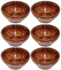 Wooden Handicraft Snacks Bowls Set of 6 Handmade Wood Small Serving Bowl