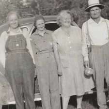 Vintage Snapshot Photo Women Wearing Overalls Pants Workwear Photographer Shadow