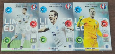 (3) 2016 Adrenalyn XL UEFA Euro Limited Edition Classic England Lot Kane Vardy