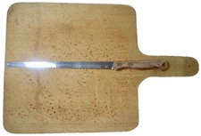 Vintage EKCO VANADIUM Slim Bread Knife (9" Blade) Wood Handle Stainless USA