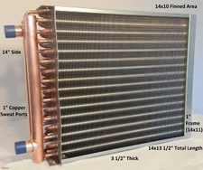 14x10 Water to Air Heat Exchanger  1" Copper Ports With Install Kit