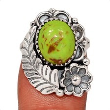 Southwest - Composite Kingman Green Mohave Turquoise 925 Silver Ring s.6 CR69651