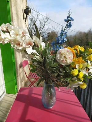 Vase bleu art déco en verre pressé signé SN Souchon Neveusel - Photo 1/4