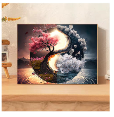 5d Diamond Painting Yin And Yang Balance Series Tree Full Diamond Mosaic 30X40