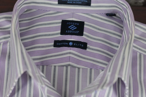 Joseph Abboud Men's Purple White Black Stripe Cotton Dress Shirt 16 x 37 - Picture 2 of 3