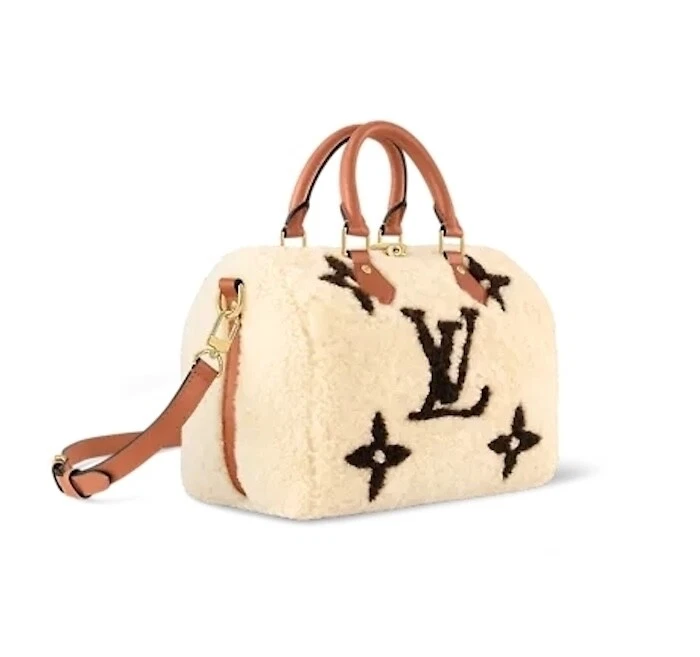 LOUIS VUITTON Speedy 25 Shearling Bag M23468 Crossbody Cream Hand 