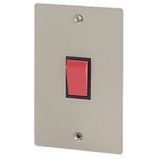 Cooker Switch 45A Satin Chrome Flat Plate Volex CKR SW 2G - MPN:85579,