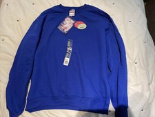 Vintage Jerzees Blue Crewneck Blank Sweatshirt Made in USA Large New With Tags