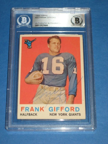 FRANK GIFFORD Signed 1959 TOPPS Card #20 Beckett Authenticated