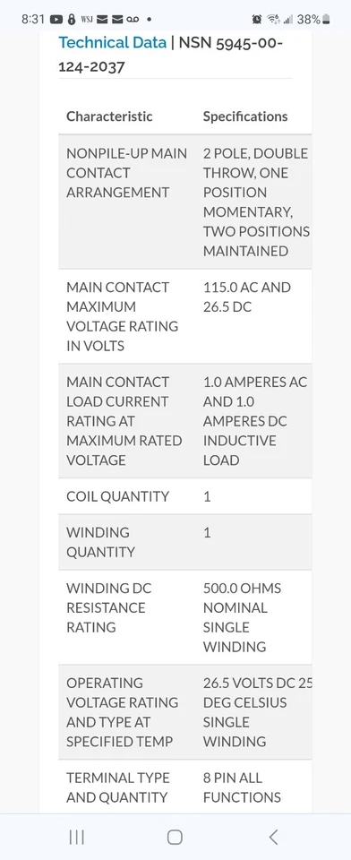 COMM. INSTR. RELAY PN RP10366G1 NSN: 5945-00-124-2037, ALT. PN 455-0018-012, NOS - Image 4 of 4