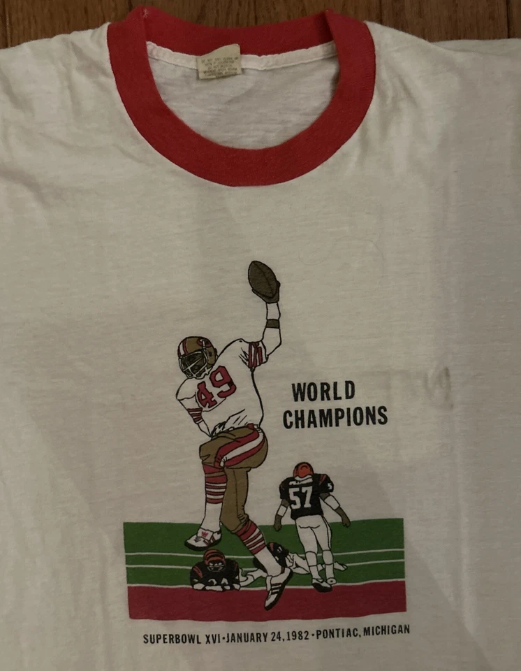 Camiseta De Colección Años 80 1981 San Francisco 49ers Campeones Superbowl Pantalla L Estrellas Foto 3 de 4