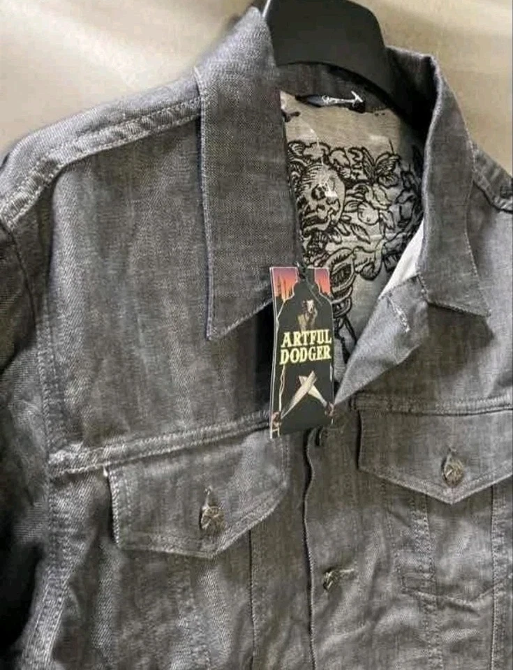 Artful Dodger "La Muerte de un Artesano" Gris Denim Chaqueta Calaveras Para Hombre 4XL NUEVO CON ETIQUETAS  Foto 3 de 4