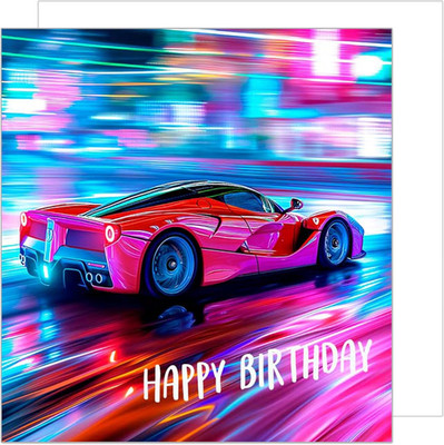 Premium Square Birthday Card with Envelope. Greeting Happy Birthday for Him or H