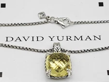 D.Y. Sterling Silver  Champagne Citrine & Diamonds Chatelaine Pendant Necklace