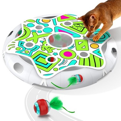 Oxawo Cat Toys Interactive Maze Game Mouse Catching for Indoor Large, White