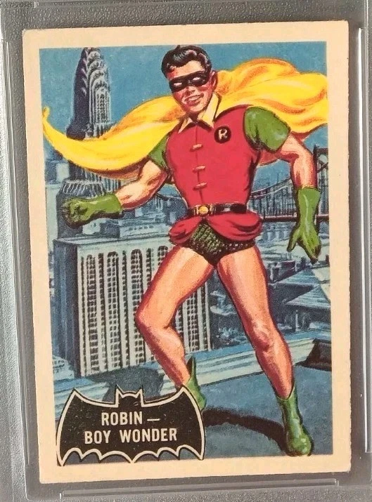 1966 A&BC BATMAN ROOKIE TRADING CARD #2 ROBIN - BOY WONDER BLACK BAT GRADED 5 - Image 2 of 4