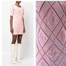 LoveShackFancy Katara Pink Knit Croquette Mini Dress NWT