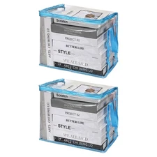 9x10.6x9in Clear Storage Bags, 2PCS Plastic Storage Bags with Zipper,S, Blue