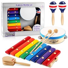 LOOIKOOS Kids Musical Instruments Montessori Wooden Toys for Toddlers,Percuss...
