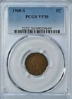 1908 S INDIAN HEAD Cent PCGS Graded VF30 Very Fine 30 Attractive Coin 2232