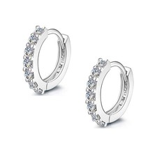 925 Sterling Silver Hoop Earrings Cubic Zirconia Cartilage Earring for Women ...