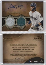 2019 Topps Tier One Relics /25 Mitch Haniger #T1ADR-MH Dual Patch Auto