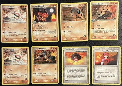2004 Pokémon EX Team Magma vs Team Aqua Team Magma Lot 8 Cards LP Aron Lairon