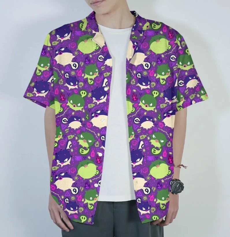 Qwilfish Hawaiian Shirt Tropical Button Up Shirt Funny Summer Beach Ocean