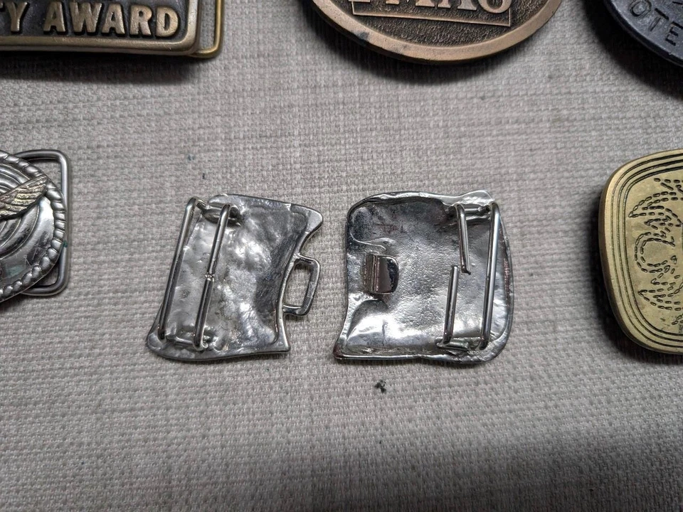 LOTE DE 23 hebillas de cinturón vintage WESTERN cromo LATÓN metal VAQUERO piedra cuero Foto 4 de 4