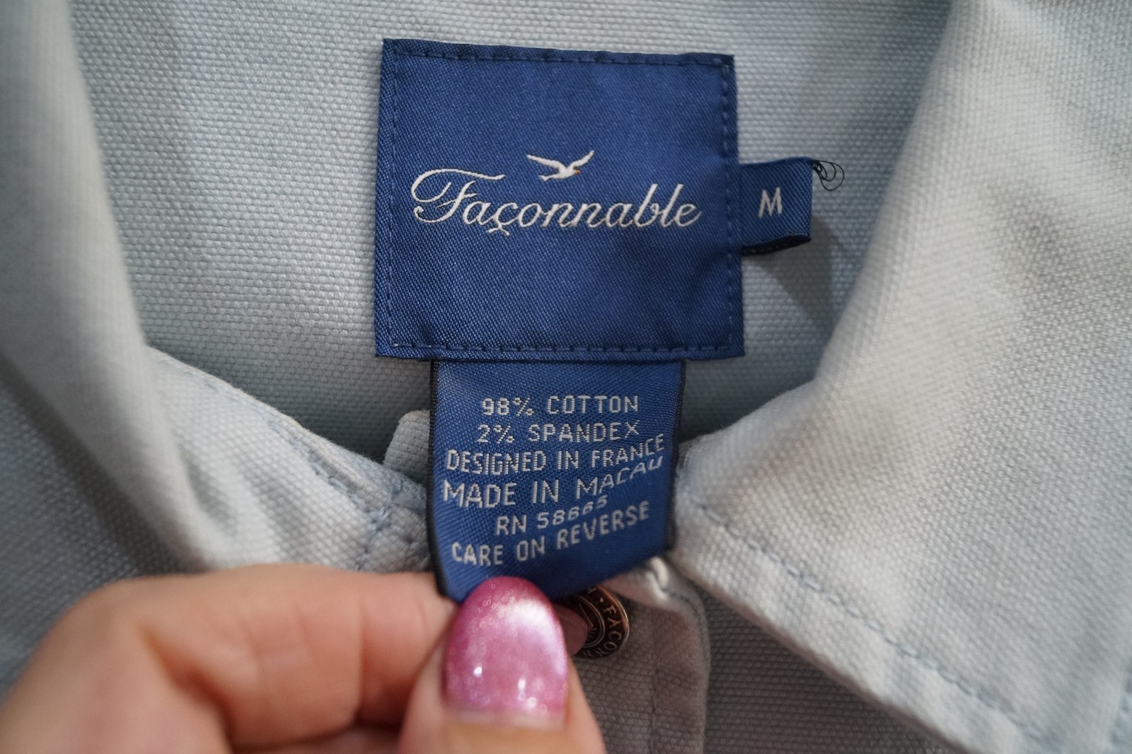 FACONNABLE DENIM BUTTON DOWN JACKET LIGHT BLUE M … - image 6