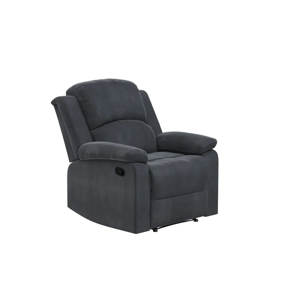 Manual Standard Recliner Arm Chair Big Tall Gray Microfiber Lounger Relax Seat - Image 4 of 4