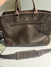 Borsone Bric's in pelle marrone borsa per laptop unisex croc goffrato