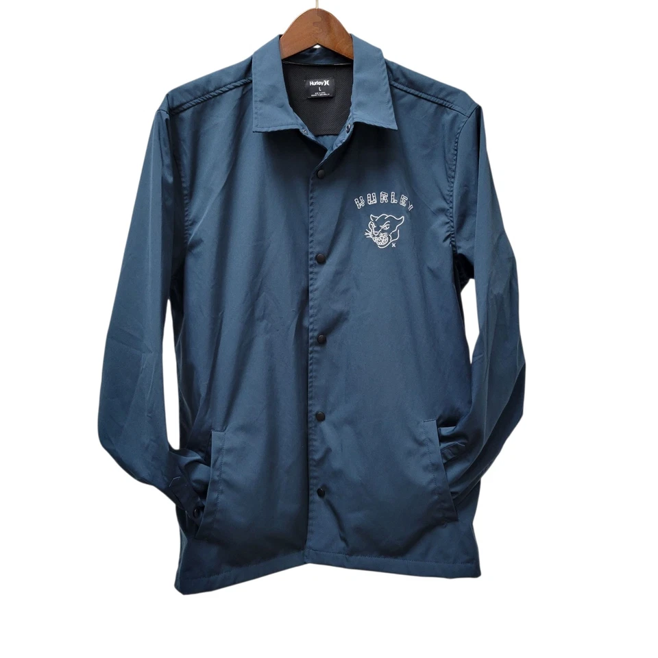 Hurley Embroidered Logo Men's Windbreaker Jacket Size Large Excellent Condition - Image 3 of 4