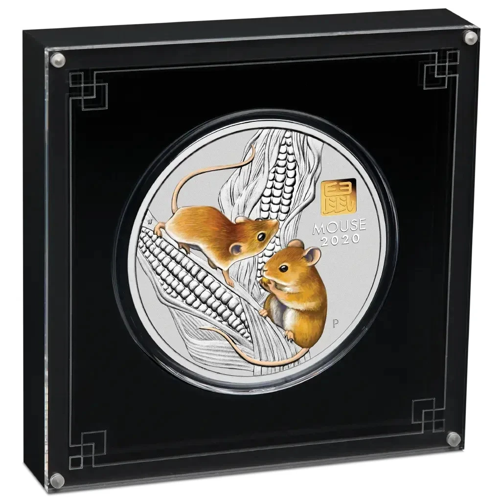 Silbermünze 1kg Jahr der Maus (1.) Lunar III. 2020 - Australien - ST in Farbe
