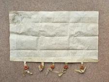 1660 Marchington Staffordshire Vellum Deed Document Calligraphy 5 wax seals