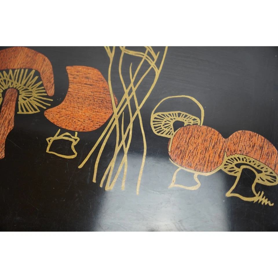 Vintage Couroc of Monterey Mushroom Tray Black Wood MCM Serving Decor - Image 3 of 4