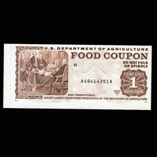 FOOD STAMP COUPON ONE $1.00 1978 A A49414351A M/C H USDA scrip TOKEN UNC