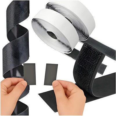 Klettband schwarz selbstklebend 25mm breit 5m Länge teilbar, Haken + Flaschband