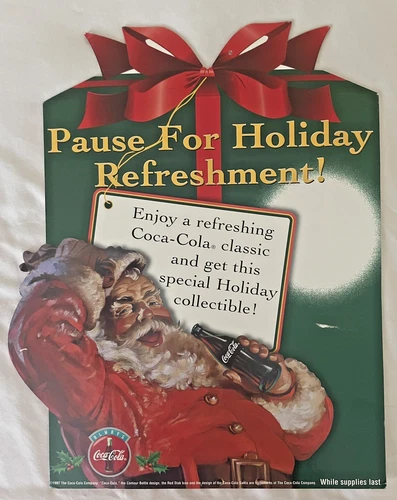 1994 Vintage Coca-Cola Santa Claus Cardboard Holiday Display Sign 🏷️