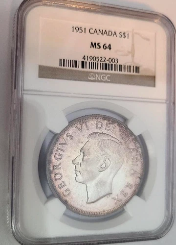 1951 CANADA DOLLAR ($1) SILVER NGC MS 64