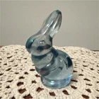 VTG Vintage  Fenton Blue Carnival Glass Iridescent Rabbit Mini Bunny Collectible