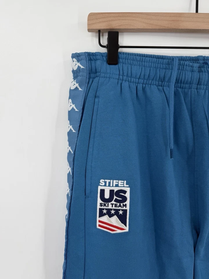 Nuevo Kappa x EE. UU. Pantalones de chándal para equipo de esquí y snowboard azules grandes para hombre Foto 3 de 4