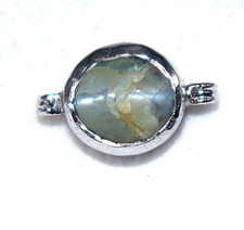Natural Chrysoberyl Cats Eye Gem Pendant 0.75 Inch Two Sided Round 925 Silver