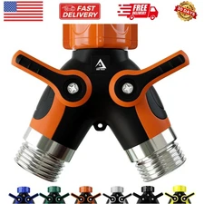 Hose Splitter 2 Way, Heavy Duty Metal Connector, Two Way Garden Hose Splitter...