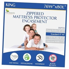 Size Mattress Protector Bed Bug Waterproof Zippered Cover - Hypoallergenic King