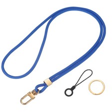 Long Strap ID Card Holder Keychains - 1Set (Dark Blue)