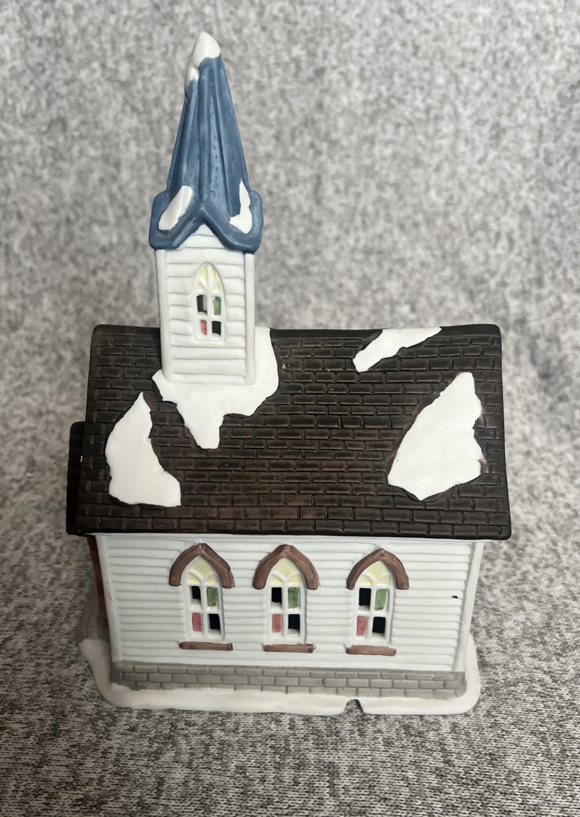 Rare | St Nicholas Square - Chapel Christmas Village House Stained Glass Painted
