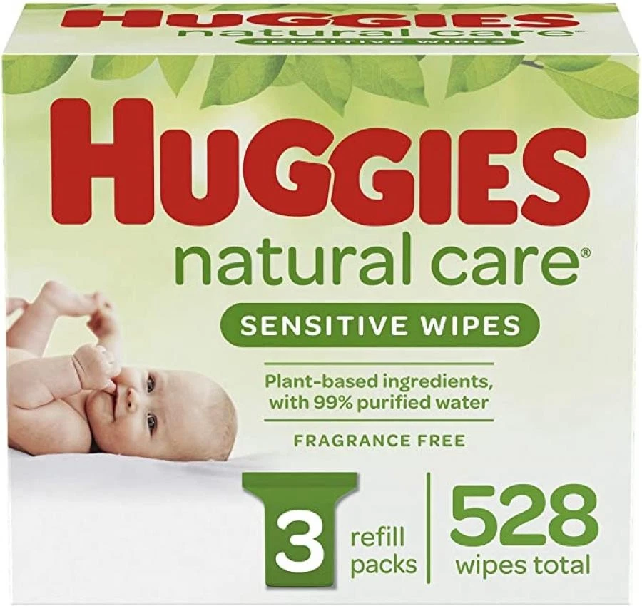 Huggies Natural Care Baby Wipe Refill Pack Aloe/Vitamin E Unscented, 528 Wipes