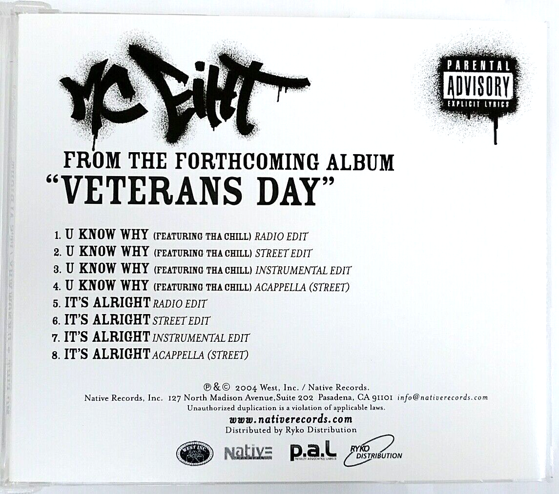 CD) MC Eiht – U Know Why / It's Alright , Promo, NM, Single, 8