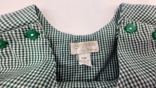 Smocked Sir John Train ABC Romper 18 Months Green Checkered - Picture 7 of 8